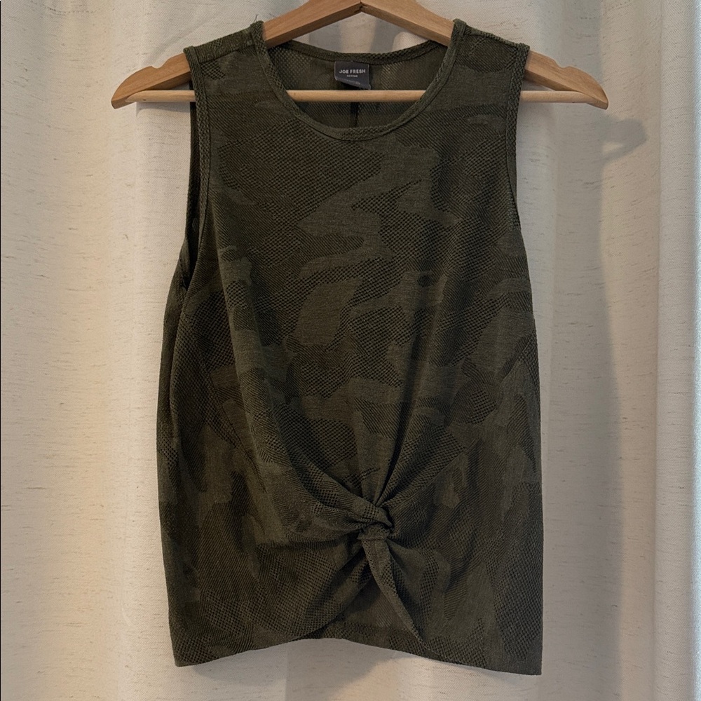 a new day Dark Green Camouflage Knot Muscle Tee
